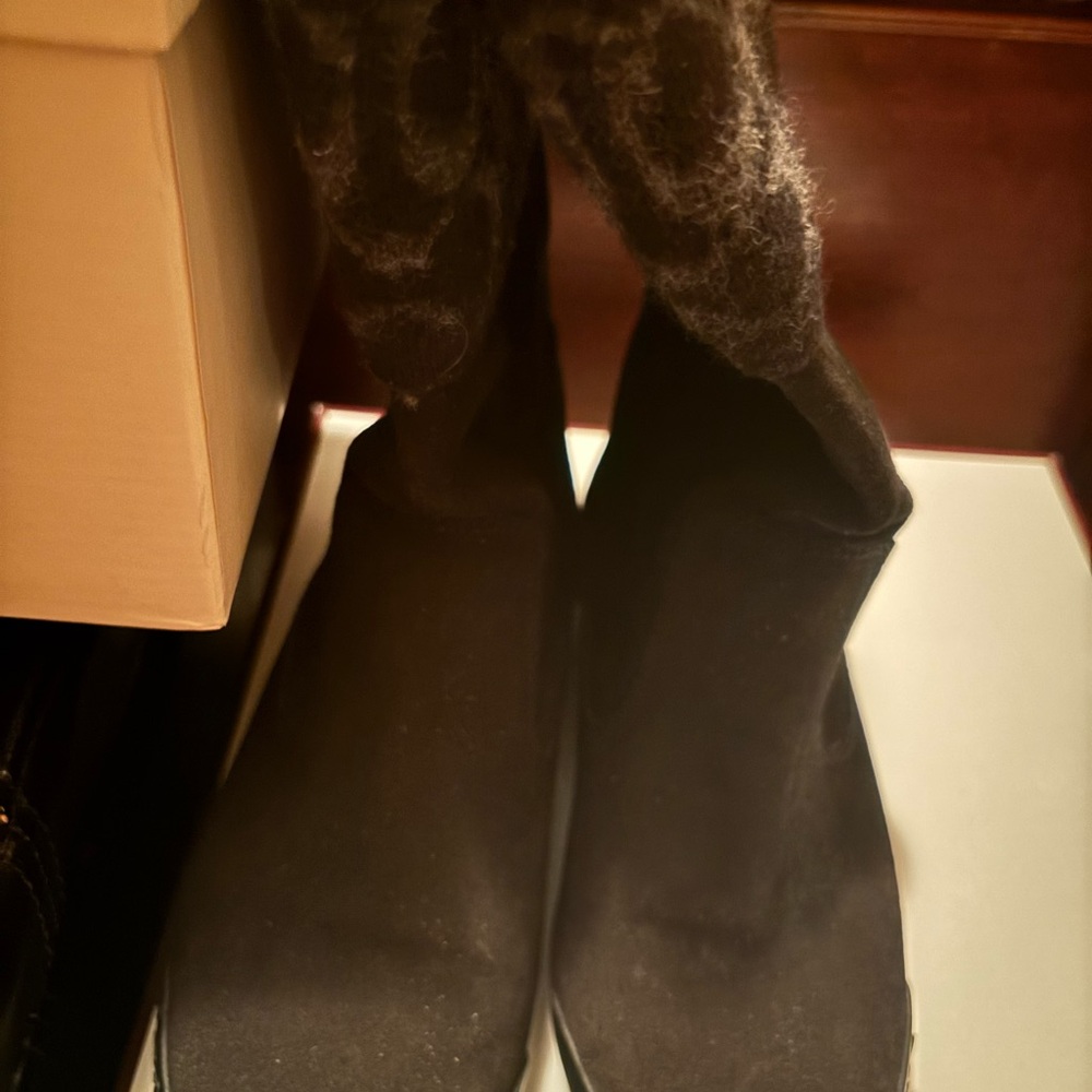 Coach Black Fold-Over Suede Boots - Picture 2 of 7